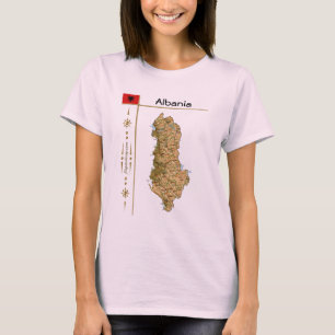 Albanie Kaart + Vlag + Titel T-Shirt
