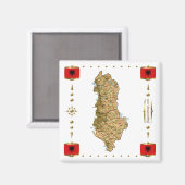 Albanië Kaart + Vlaggen Magnet Magneet (Voorkant / Achterkant)