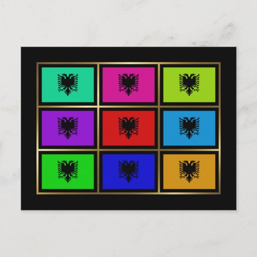 Albanië Multihue Flags Briefkaart (Voorkant)