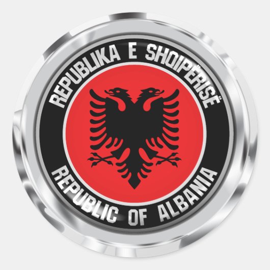 Albanië Round Emblem Ronde Sticker (Voorkant)