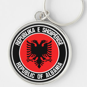 Albanië Round Emblem Sleutelhanger