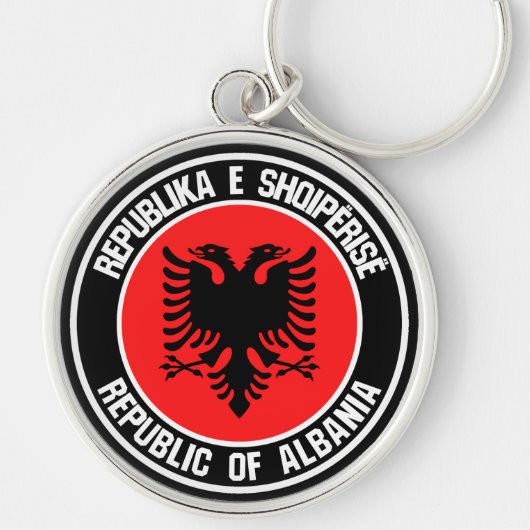 Albanië Round Emblem Sleutelhanger (Voorkant)