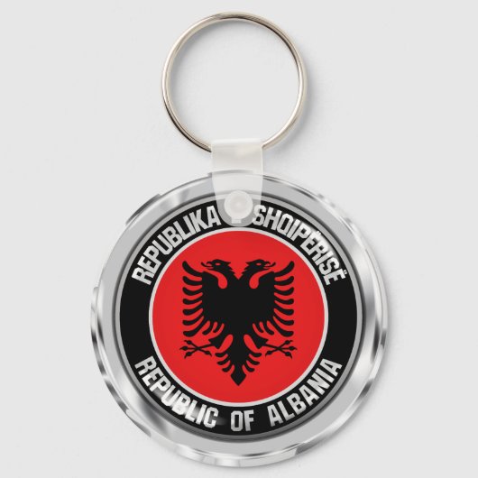 Albanië Round Emblem Sleutelhanger (Voorkant)