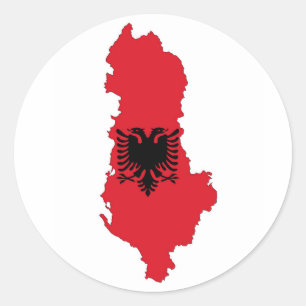 albanië vlag plattegrond silhouet ronde sticker