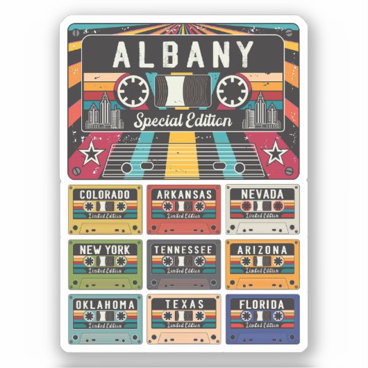 Albany City reizen Sticker (Voorkant)