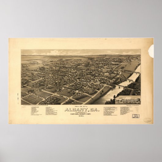 Albany Georgia 1885 Panorama Map Poster (Voorkant)