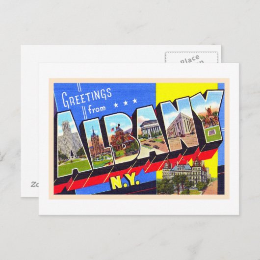 Albany New York NY  groot Briefkaart (Voorkant / Achterkant)