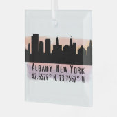 Albany NY City Skyline Glas Ornament (Voorkant links)