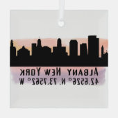 Albany NY City Skyline Glas Ornament (Achterkant)