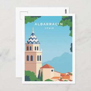 Albarracin Spanje Beroemde Reisplaats Illustratie Briefkaart