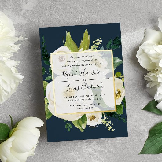 Albâtre Floral Mariage Gold Foil Invitation