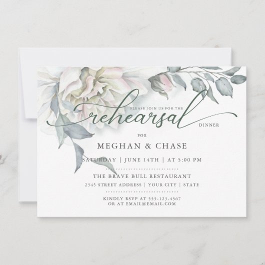 Albâtre Jardin Floral Aquarelle Invitation (Devant)