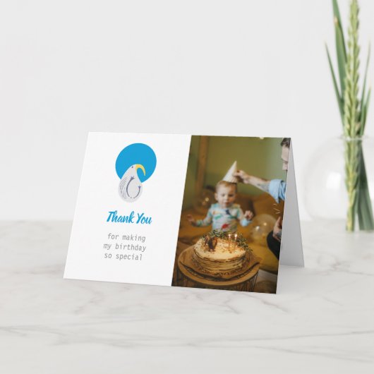 Albatros Blauw en Wit Partij Bedankkaart (Voorkant)