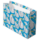 Albatros wit, blauw, geel, grijs, groot cadeauzakje (Voorkant Gekanteld)