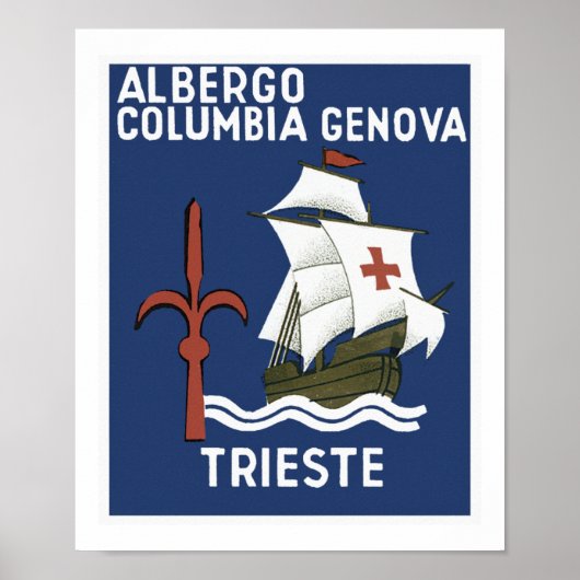 Albergo Columbia Genoa ~ Trieste Poster (Voorkant)