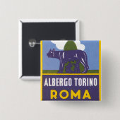 Albergo Torino Vierkante Button 5,1 Cm (Voorkant /achterkant)