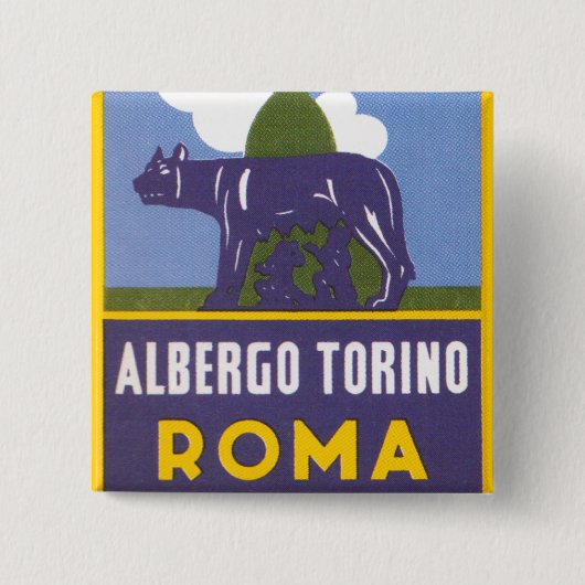 Albergo Torino Vierkante Button 5,1 Cm (Voorkant)
