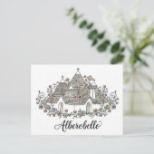 Alberobello Italië Trulli herbergt bloemen Briefkaart (Staand voorkant)