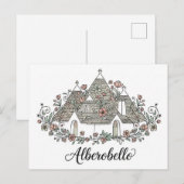 Alberobello Italië Trulli herbergt bloemen Briefkaart (Voorkant / Achterkant)