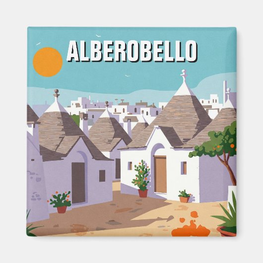 Alberobello Italië Trulli huizen Reizen abstract Magneet (Voorkant)