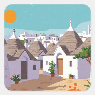 Alberobello Italië Trulli huizen Reizen abstract Vierkante Sticker