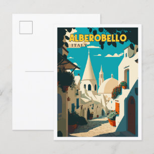 Alberobello Italië vintage reisillustratie Briefkaart