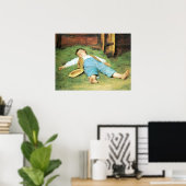 Albert Anker, Schlafender Knabe im Heu Poster (Thuiskantoor)