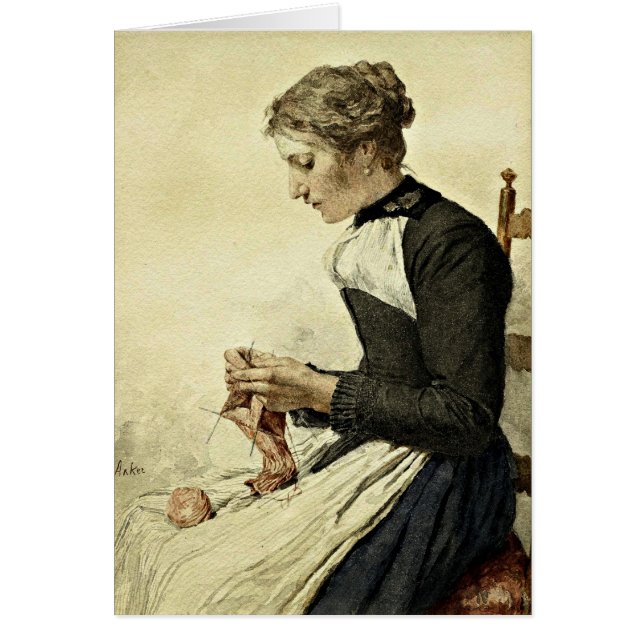 Albert Anker - Tricot pour la jeune femme (Devant)