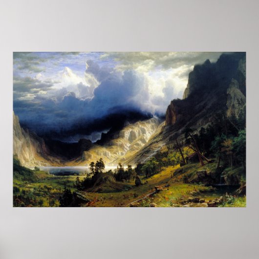 Albert Bierstadt A Storm in de Rocky Mountains Poster (Voorkant)
