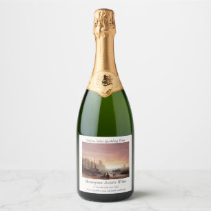 Albert Bierstadt is de Geviste vloot Sparkling Wijnetiket