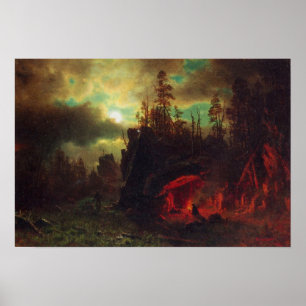 Albert Bierstadt-Trapper's kamp Poster
