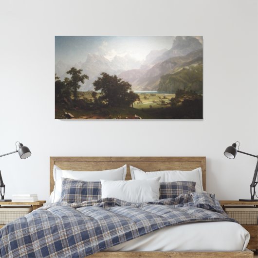 Albert Bierstadt's Lucerne, 1858 Canvas Afdruk (Insitu (Slaapkamer))