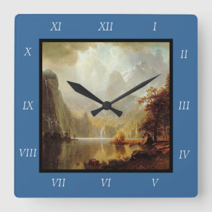 Albert Bierstadt's schilderij in de bergen 1867 Vierkante Klok