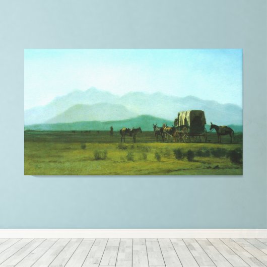 Albert Bierstadt's Surveyor's Wagon in de Rockies Canvas Afdruk (Insitu (Houten vloer))
