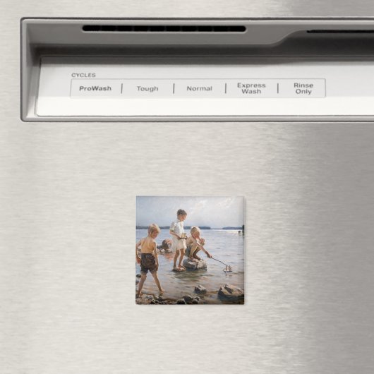 Albert Edelfelt - Boys spelen op de kust Magneet (Insitu (Vaatwasser))