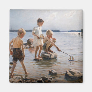 Albert Edelfelt - Boys spelen op de kust Magneet