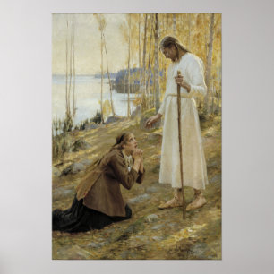 Albert Edelfelt - Christus en Mary Magdalene Poster