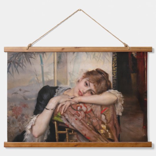 Albert Edelfelt - De Parisienne/Virginie Hangend Wandkleed (Voorkant)