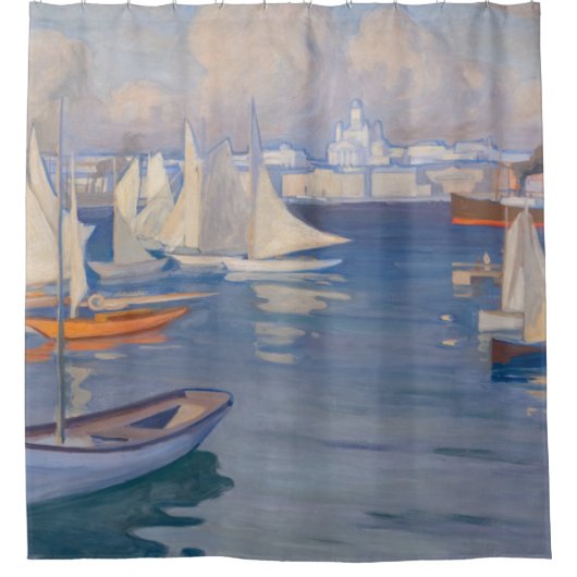 Albert Edelfelt - Harbour in Helsinki Douchegordijn (Voorkant)