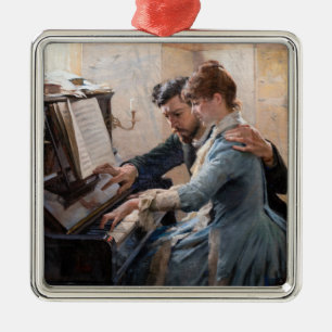 Albert Edelfelt - Het spelen van de Piano Metalen Ornament