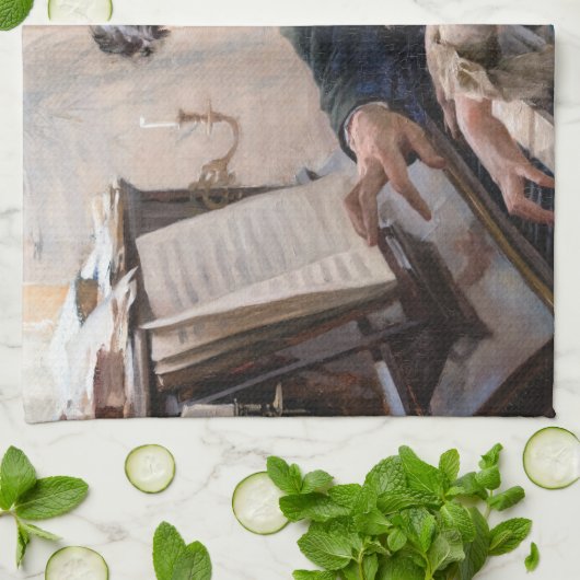 Albert Edelfelt - Het spelen van de Piano Theedoek (Gevouwen)