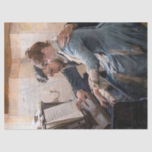 Albert Edelfelt - Het spelen van de Piano Tissuepapier (Voorkant)