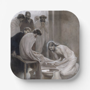 Albert Edelfelt - Jesus Washing Feet of Disciples Papieren Bordje