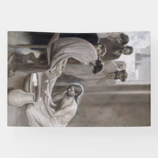 Albert Edelfelt - Jesus Washing Feet of Disciples Spandoek (Horizontaal)