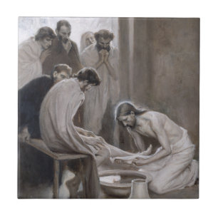 Albert Edelfelt - Jesus Washing Feet of Disciples Tegeltje