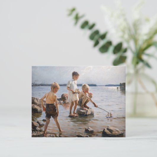 Albert Edelfelt - Jongens spelen op de oever Briefkaart (Staand voorkant)