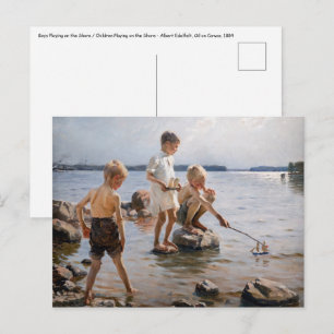 Albert Edelfelt - Jongens spelen op de oever Briefkaart