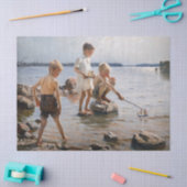 Albert Edelfelt - Jongens spelen op de oever Tissuepapier (Craft)