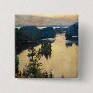 Albert Edelfelt - Kaukola Ridge op Sunset Vierkante Button 5,1 Cm