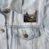 Albert Edelfelt - Op Zee Vierkante Button 5,1 Cm (In situ)